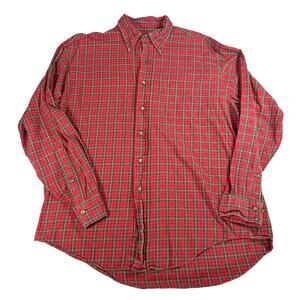 Brooks Brothers 346 Mens red green plaid flannel. Size L. outdoors, cabincore